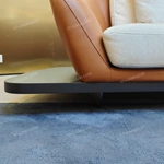 Modern Curved Luxury Sectional Sofa Collection with Integrated Display Side Table, Premium Leather & Fabric Upholstery